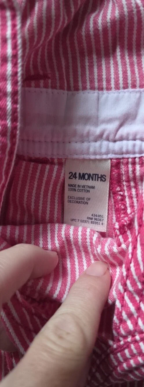 Oshkosh B'gosh Striped Pink Girls' Overall Shorts with Button Front